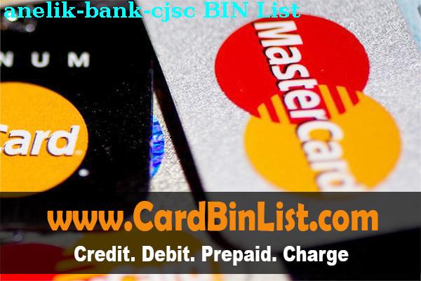 Lista de BIN Anelik Bank Cjsc