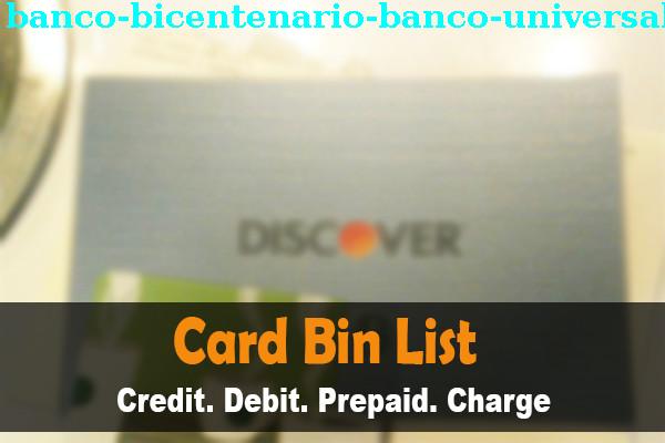 BIN Danh sách Banco Bicentenario Banco Universal, C.a.