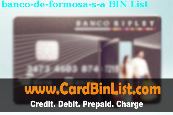 Список БИН Banco De Formosa, S.a.