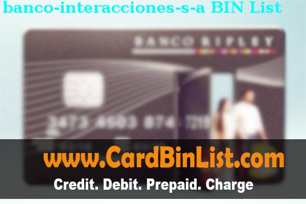 Lista de BIN Banco Interacciones, S.a.
