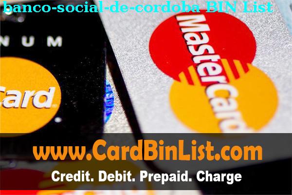 BIN Danh sách Banco Social De Cordoba