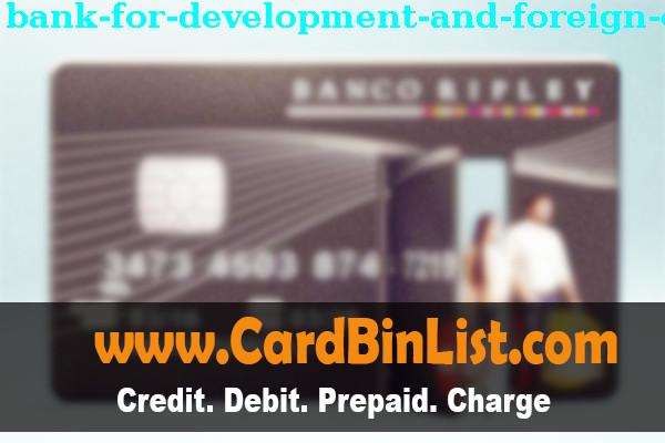 BIN List Bank For Development And Foreign Economic Affairs (vneshecon