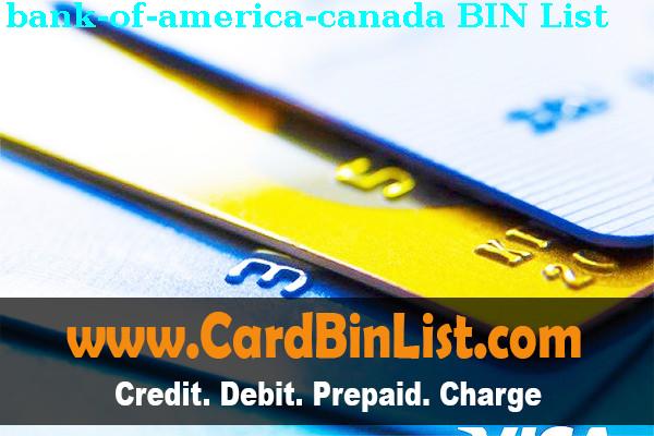BIN List Bank Of America Canada