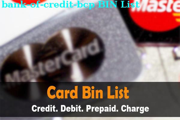 Lista de BIN Bank Of Credit (bcp)