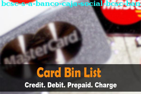 BIN Danh sách Bcsc, S.a.- Banco Caja Social Bcsc - Banco Caja Social