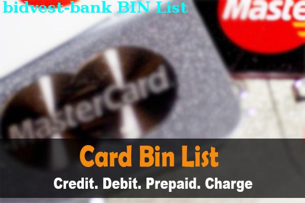 BIN List Bidvest Bank