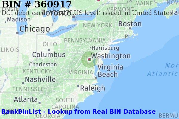 BIN 360917 DCI debit United States US