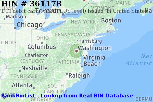 BIN 361178 DCI debit United States US