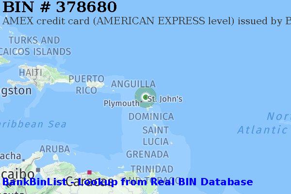 BIN 378680 AMEX credit Antigua and Barbuda AG