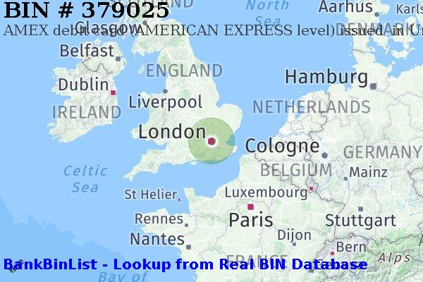 BIN 379025 AMEX debit United Kingdom GB