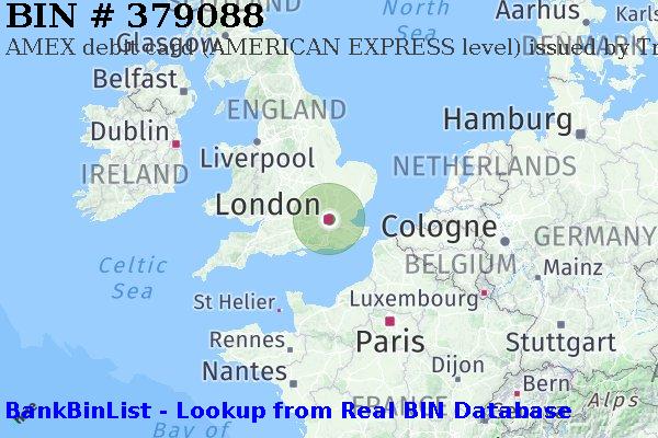 BIN 379088 AMEX debit United Kingdom GB