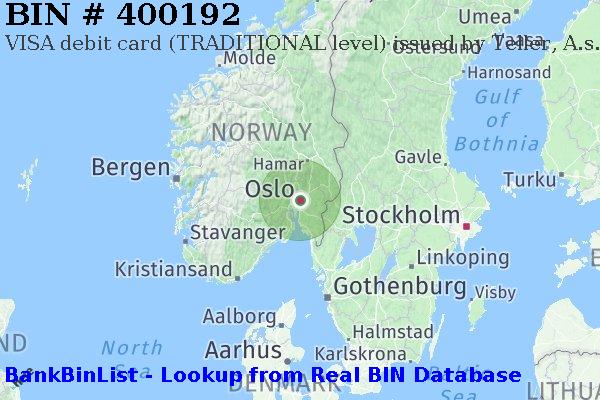 BIN 400192 VISA debit Norway NO