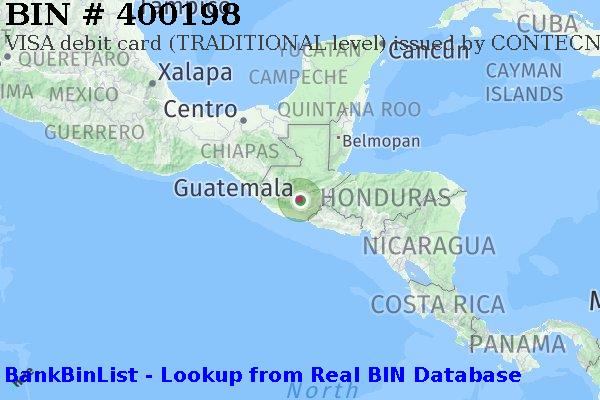 BIN 400198 VISA debit Guatemala GT