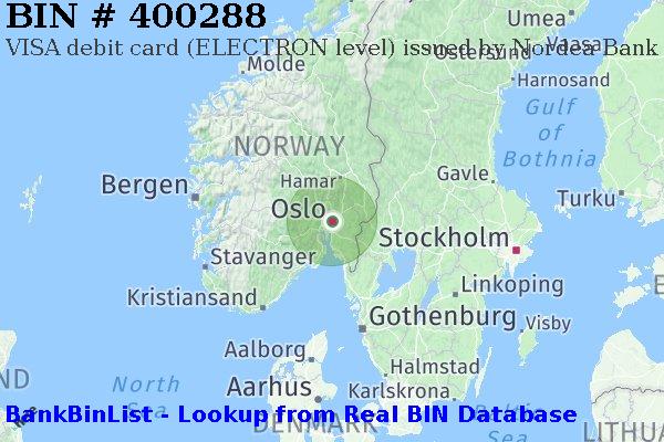 BIN 400288 VISA debit Norway NO