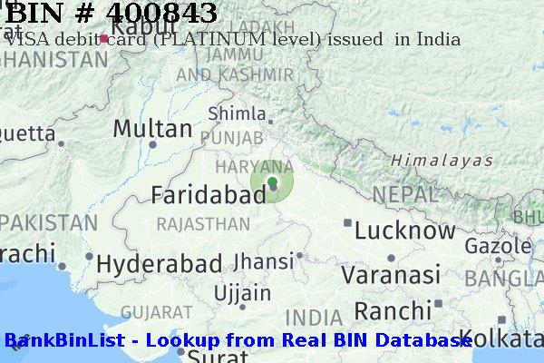 BIN 400843 VISA debit India IN