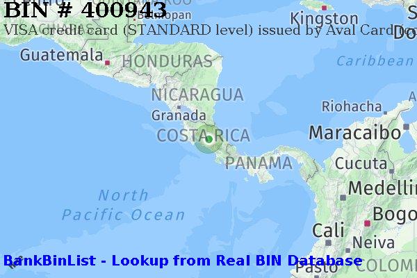 BIN 400943 VISA credit Costa Rica CR