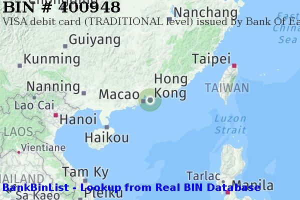 BIN 400948 VISA debit Hong Kong HK