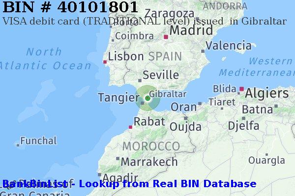 BIN 40101801 VISA debit Gibraltar GI