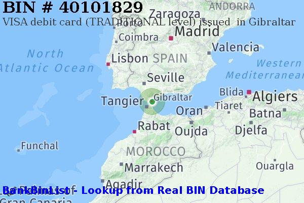BIN 40101829 VISA debit Gibraltar GI