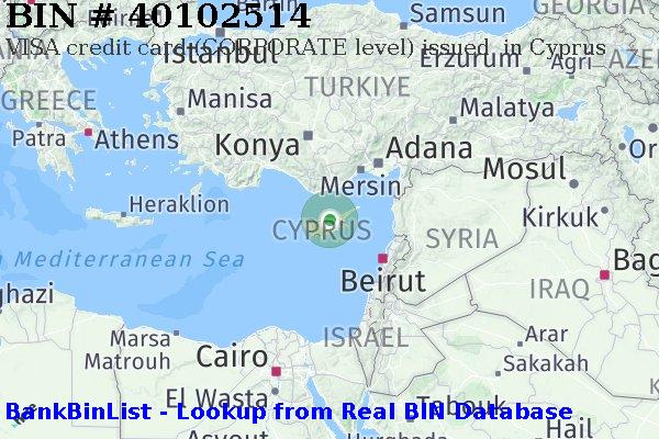 BIN 40102514 VISA credit Cyprus CY