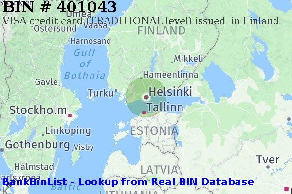 BIN 401043 VISA credit Finland FI