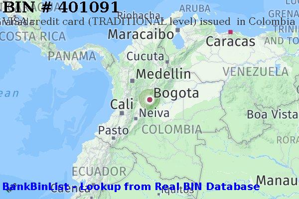 BIN 401091 VISA credit Colombia CO