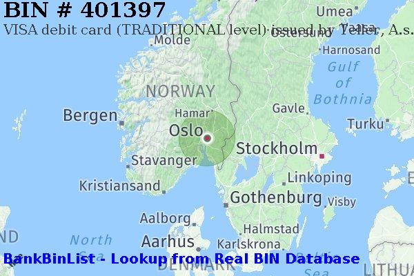 BIN 401397 VISA debit Norway NO