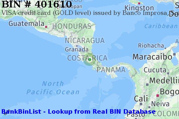 BIN 401610 VISA credit Costa Rica CR