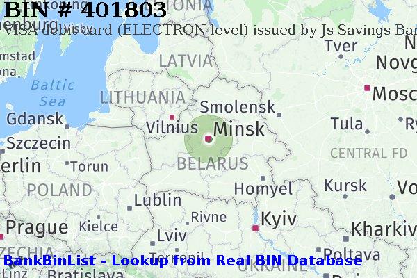 BIN 401803 VISA debit Belarus BY