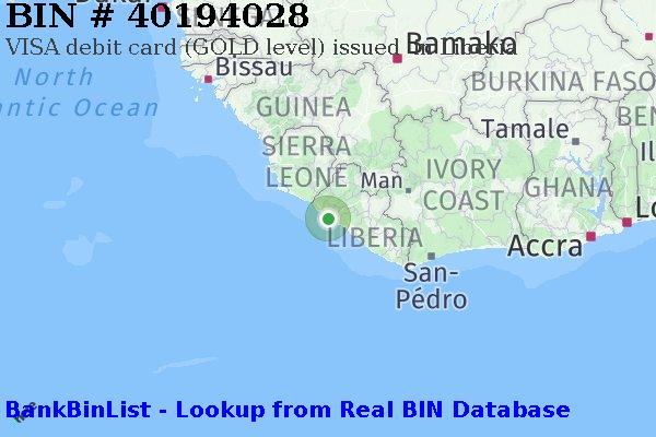 BIN 40194028 VISA debit Liberia LR