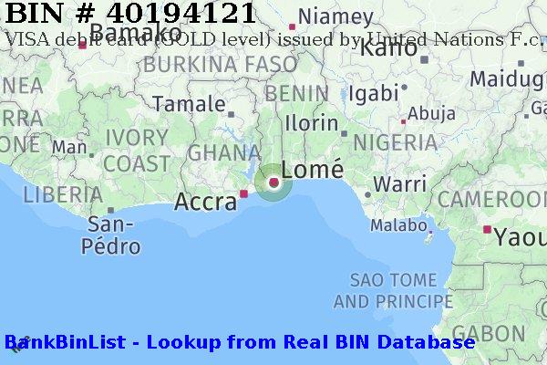 BIN 40194121 VISA debit Togo TG