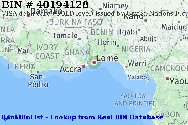 BIN 40194128 VISA debit Togo TG
