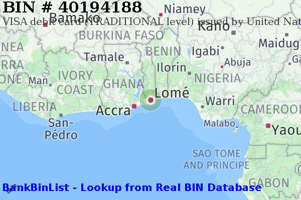 BIN 40194188 VISA debit Togo TG