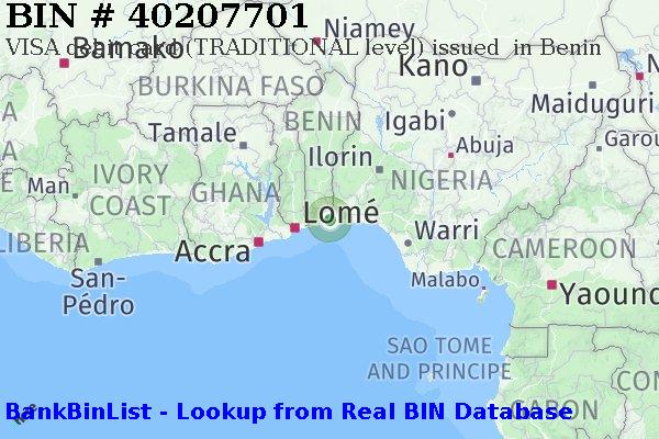 BIN 40207701 VISA debit Benin BJ