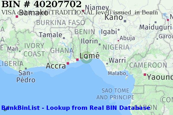 BIN 40207702 VISA debit Benin BJ