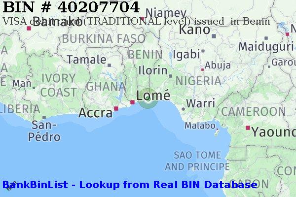 BIN 40207704 VISA debit Benin BJ