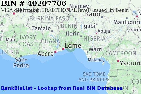 BIN 40207706 VISA debit Benin BJ