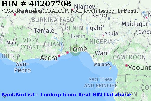 BIN 40207708 VISA debit Benin BJ