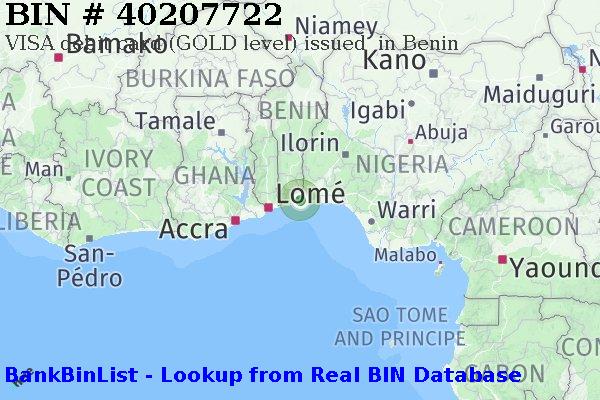 BIN 40207722 VISA debit Benin BJ