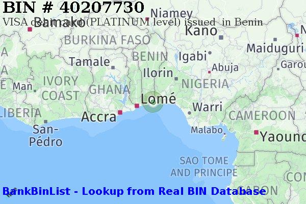 BIN 40207730 VISA debit Benin BJ