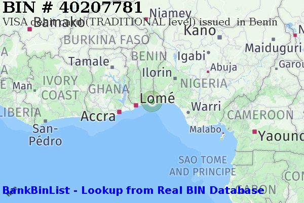 BIN 40207781 VISA debit Benin BJ