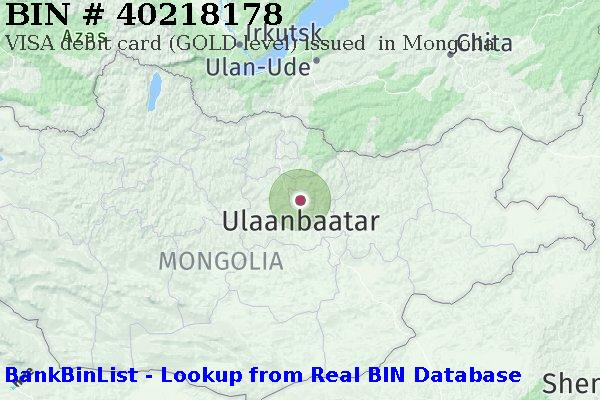 BIN 40218178 VISA debit Mongolia MN