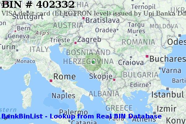 BIN 402332 VISA debit Bosnia and Herzegovina BA