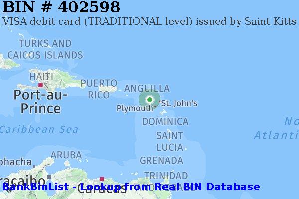 BIN 402598 VISA debit Saint Kitts and Nevis KN