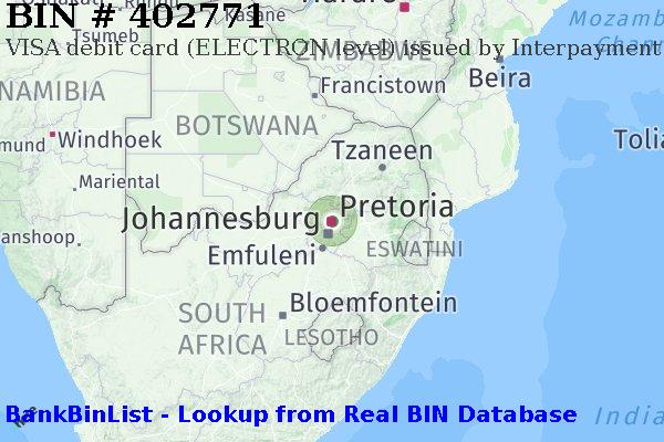 BIN 402771 VISA debit South Africa ZA