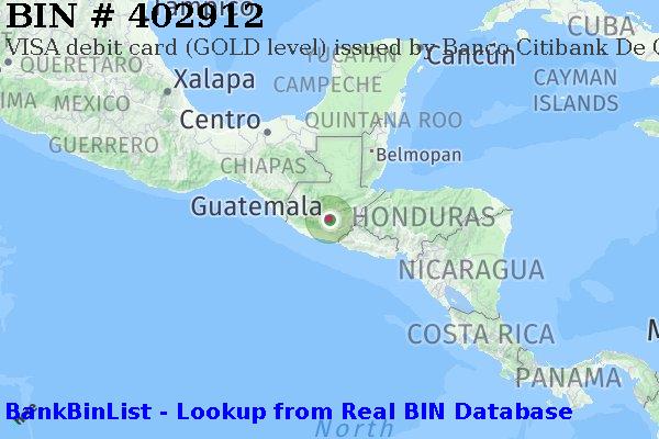 BIN 402912 VISA debit Guatemala GT