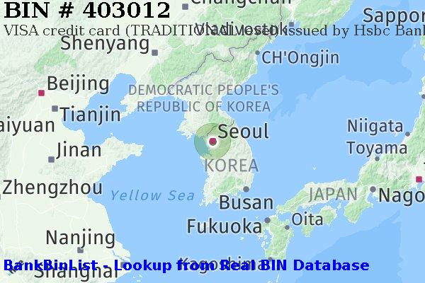 BIN 403012 VISA credit South Korea KR