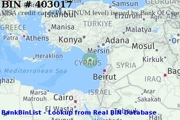 BIN 403017 VISA credit Cyprus CY