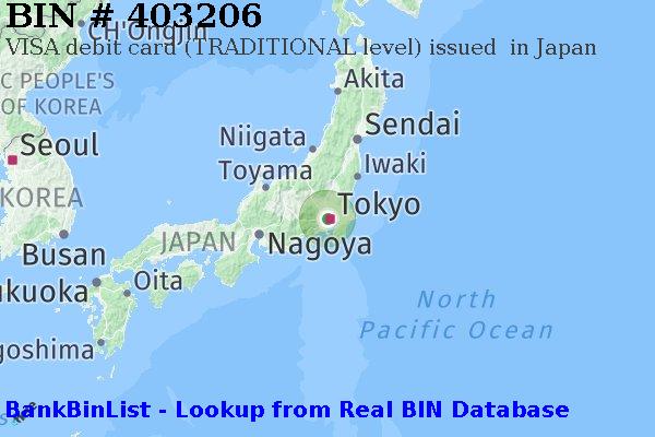 BIN 403206 VISA debit Japan JP