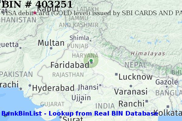 BIN 403251 VISA debit India IN